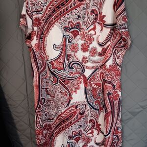 SHEIN Red and Blue Paisley Dress NWOT